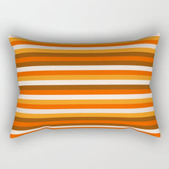 70s Fine Stripes in Retro Orange and Brown Rectangular Pillow