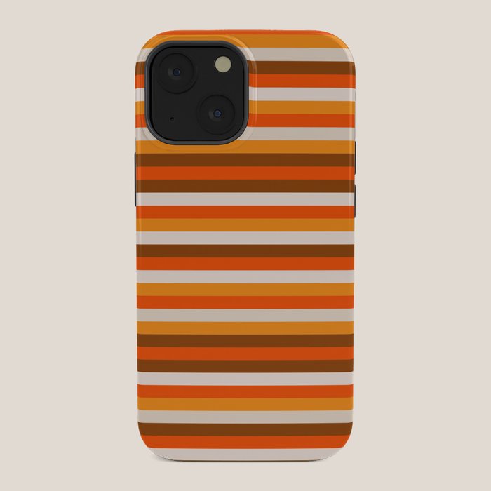 70s Fine Stripes in Retro Orange and Brown iPhone Case