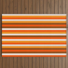 70s Fine Stripes in Retro Orange and Brown Outdoor Rug