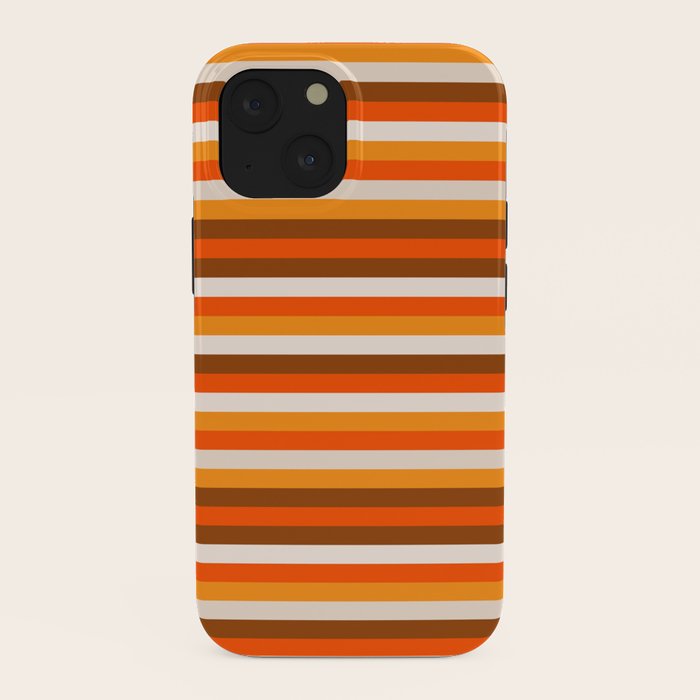 70s Fine Stripes in Retro Orange and Brown iPhone Case