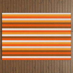70s Fine Stripes in Retro Orange and Brown Outdoor Rug