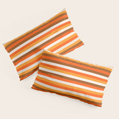 70s Fine Stripes in Retro Orange and Brown Pillow Sham