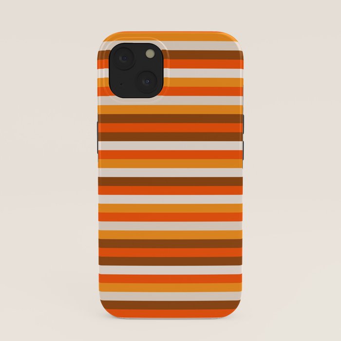 70s Fine Stripes in Retro Orange and Brown iPhone Case