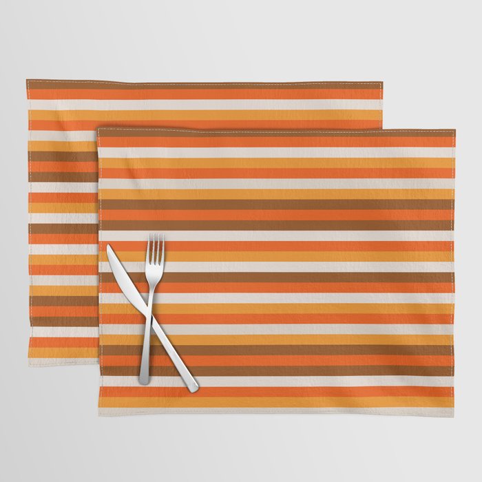 70s Fine Stripes in Retro Orange and Brown Placemat