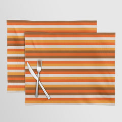 70s Fine Stripes in Retro Orange and Brown Placemat