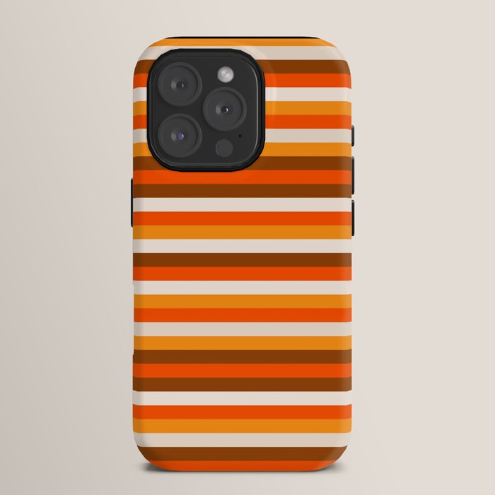 70s Fine Stripes in Retro Orange and Brown iPhone Case