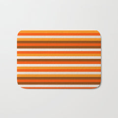 70s Fine Stripes in Retro Orange and Brown Bath Mat