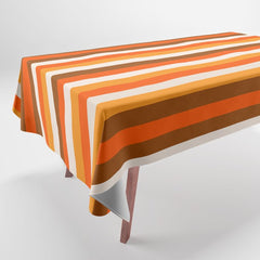 70s Fine Stripes in Retro Orange and Brown Tablecloth