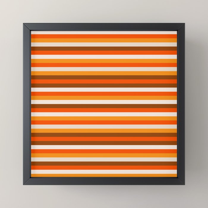 70s Fine Stripes in Retro Orange and Brown Mini Art Print