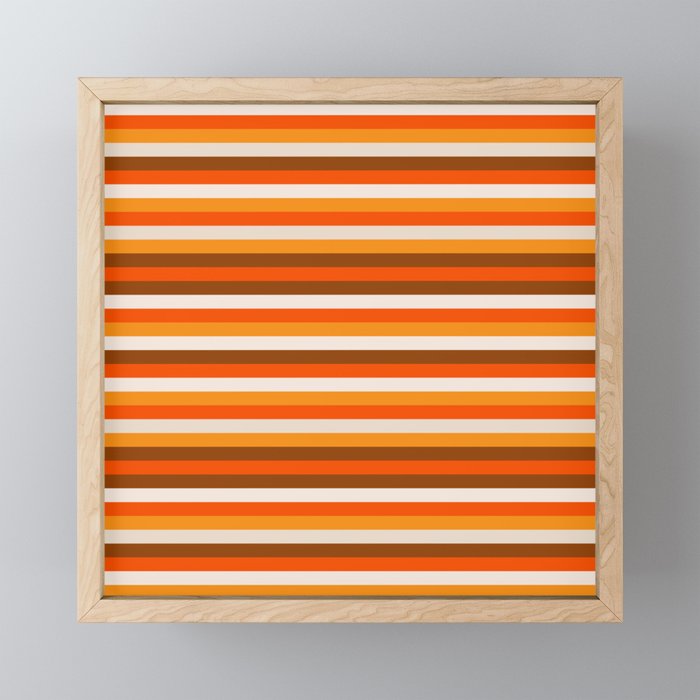 70s Fine Stripes in Retro Orange and Brown Mini Art Print