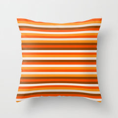 70s Fine Stripes in Retro Orange and Brown Throw Pillow