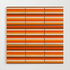70s Fine Stripes in Retro Orange and Brown Wood Wall Art