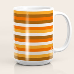 70s Fine Stripes in Retro Orange and Brown Coffee Mug