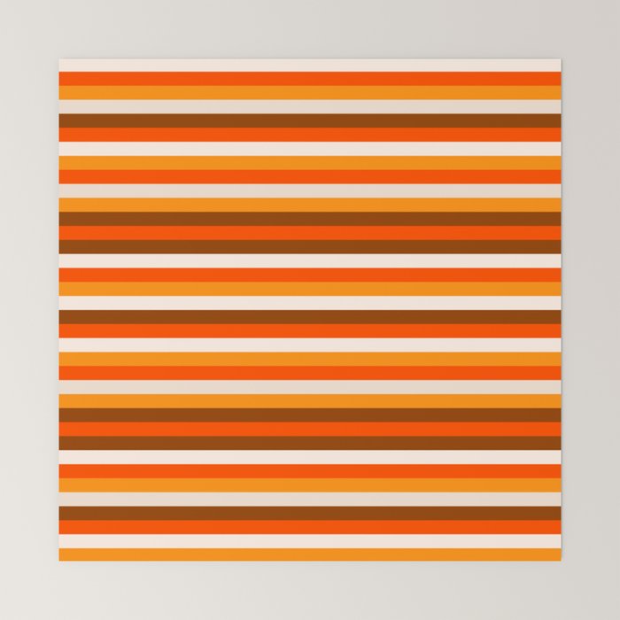 70s Fine Stripes in Retro Orange and Brown Mini Art Print