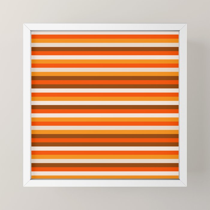 70s Fine Stripes in Retro Orange and Brown Mini Art Print