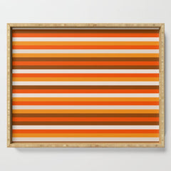 70s Fine Stripes in Retro Orange and Brown Serving Tray