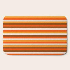 70s Fine Stripes in Retro Orange and Brown Bath Mat