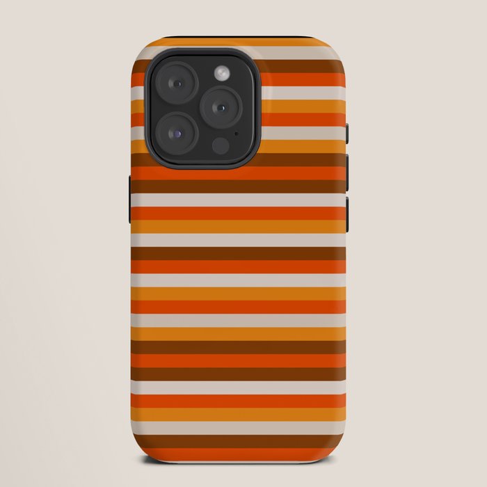 70s Fine Stripes in Retro Orange and Brown iPhone Case