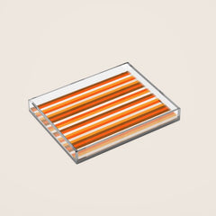 70s Fine Stripes in Retro Orange and Brown Acrylic Tray