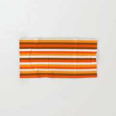 70s Fine Stripes in Retro Orange and Brown Bath Towel