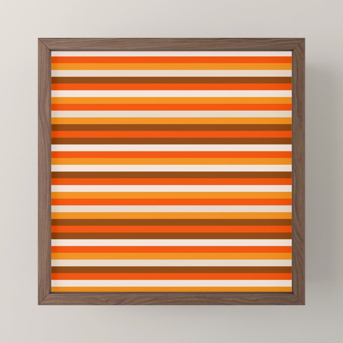 70s Fine Stripes in Retro Orange and Brown Mini Art Print
