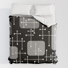 1950s Eames Era Art Crosshairs Black White Duvet Cover