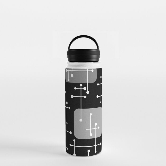 1950s Eames Era Art Crosshairs Black White Water Bottle