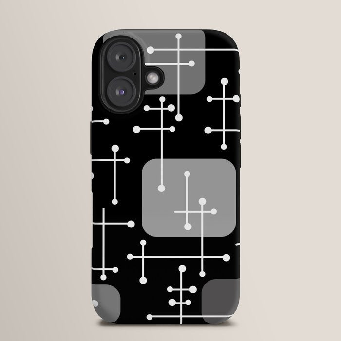 1950s Eames Era Art Crosshairs Black White iPhone Case