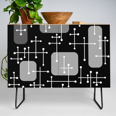 1950s Eames Era Art Crosshairs Black White Credenza