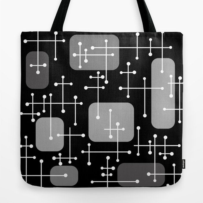 1950s Eames Era Art Crosshairs Black White Tote Bag