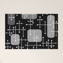 1950s Eames Era Art Crosshairs Black White Welcome Mat
