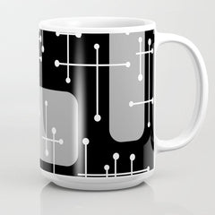 1950s Eames Era Art Crosshairs Black White Coffee Mug