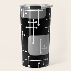 1950s Eames Era Art Crosshairs Black White Travel Mug