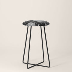 1950s Eames Era Art Crosshairs Black White Stool