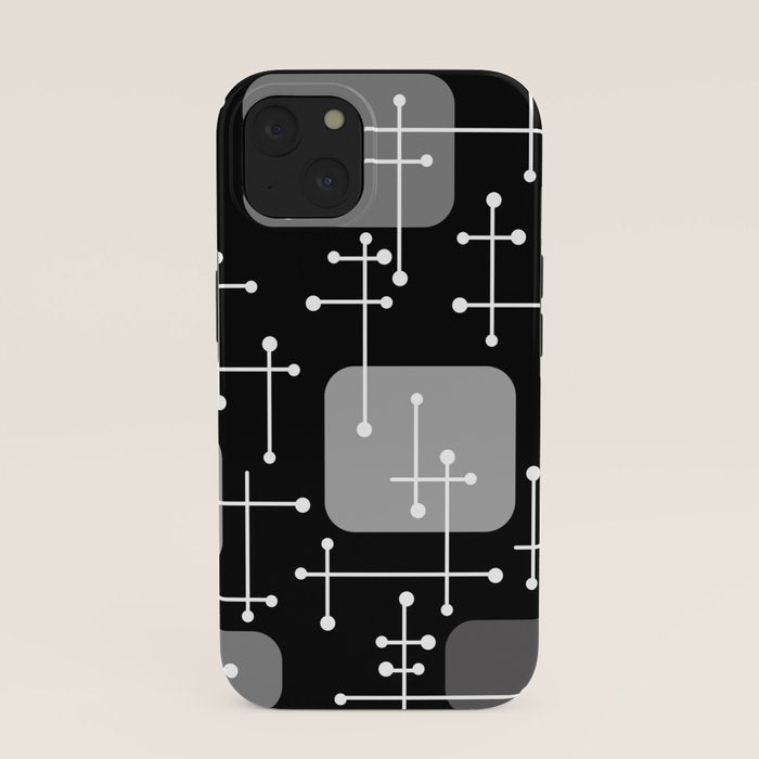 1950s Eames Era Art Crosshairs Black White iPhone Case