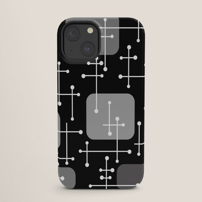 1950s Eames Era Art Crosshairs Black White iPhone Case