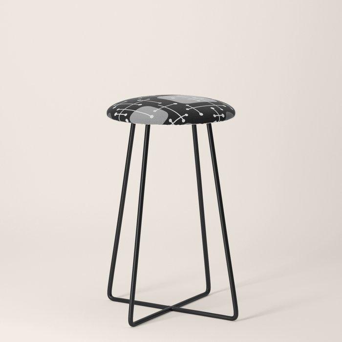 1950s Eames Era Art Crosshairs Black White Stool