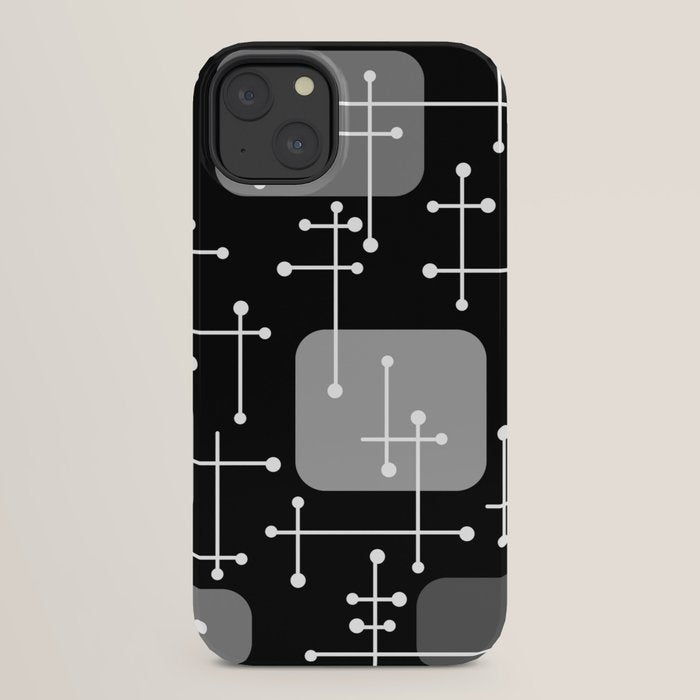 1950s Eames Era Art Crosshairs Black White iPhone Case