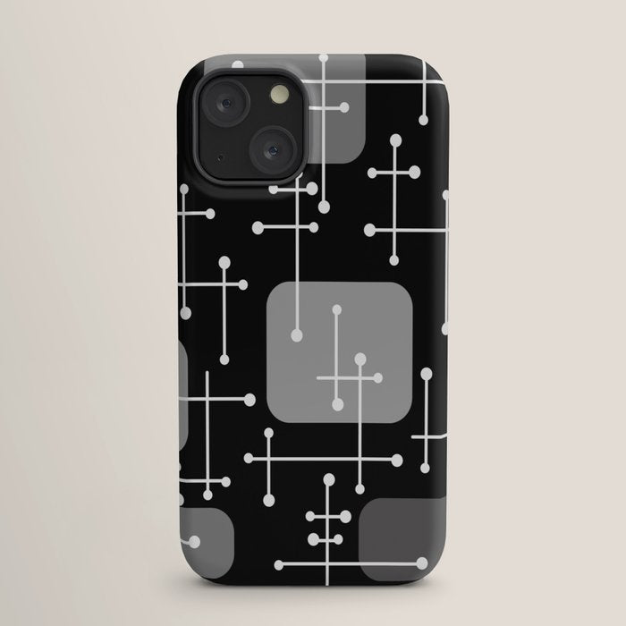 1950s Eames Era Art Crosshairs Black White iPhone Case