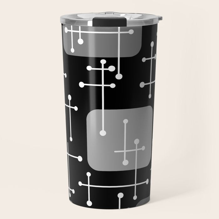 1950s Eames Era Art Crosshairs Black White Travel Mug