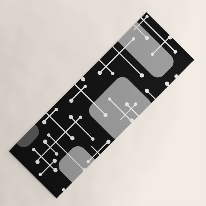 1950s Eames Era Art Crosshairs Black White Yoga Mat