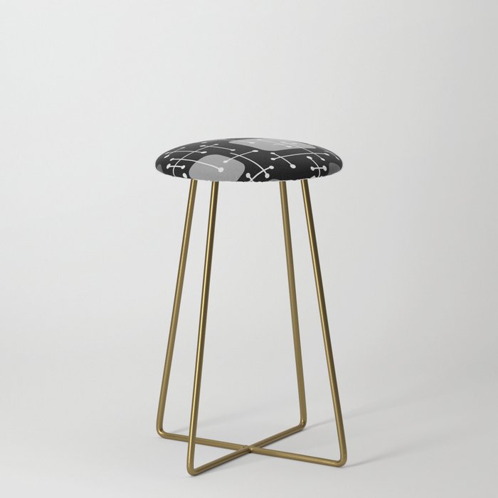 1950s Eames Era Art Crosshairs Black White Stool