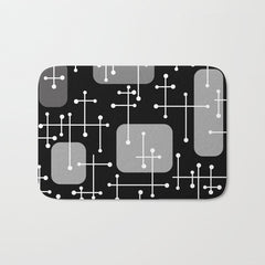 1950s Eames Era Art Crosshairs Black White Bath Mat