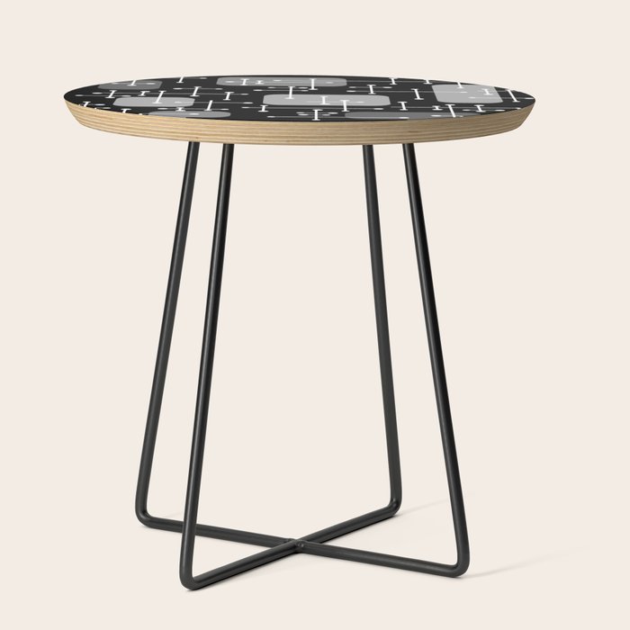 1950s Eames Era Art Crosshairs Black White Side Table