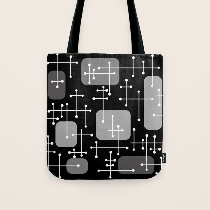 1950s Eames Era Art Crosshairs Black White Tote Bag