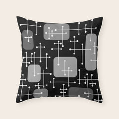 1950s Eames Era Art Crosshairs Black White Throw Pillow