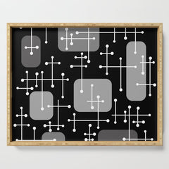 1950s Eames Era Art Crosshairs Black White Serving Tray