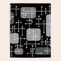 1950s Eames Era Art Crosshairs Black White Poster