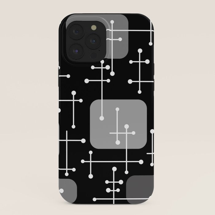 1950s Eames Era Art Crosshairs Black White iPhone Case