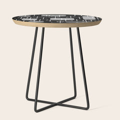 1950s Eames Era Art Crosshairs Black White Side Table